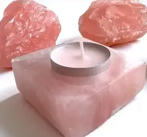פמוט רוז קוורץ - Rose Quartz Candle Holder