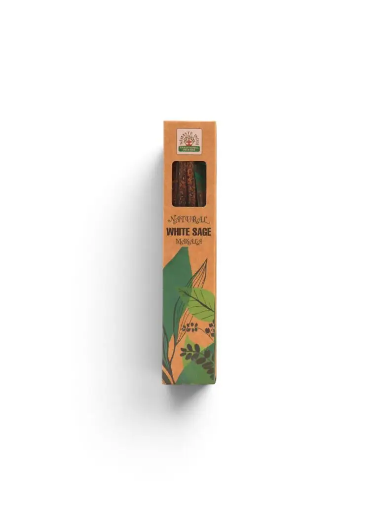 קטורת מסאלה טבעית נמסטה הודו &ndash; מרווה לבנה | Namaste India Natural Masala Incense &ndash; White Sage