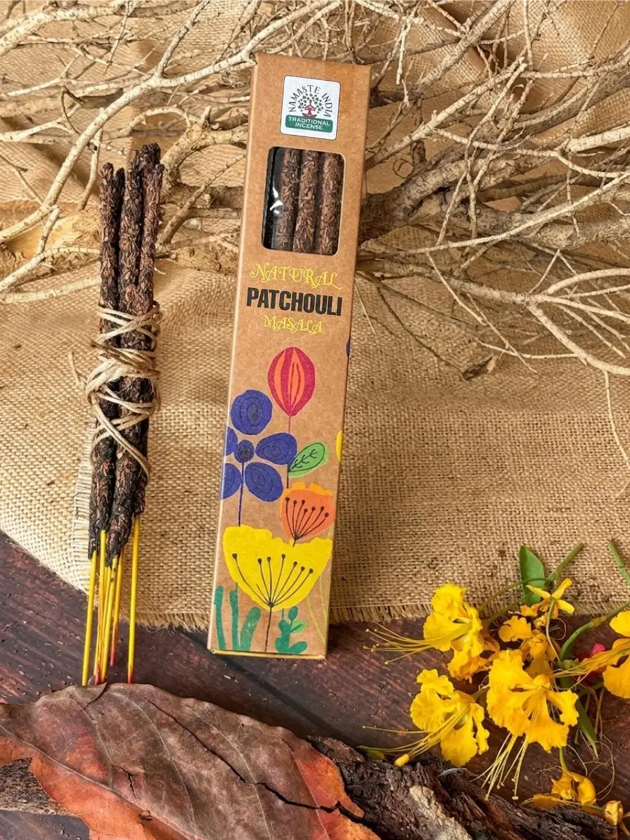 קטורת מסאלה טבעית נמסטה הודו – פצ'ולי | Namaste India Natural Masala Incense – Patchouli – תמונה 2